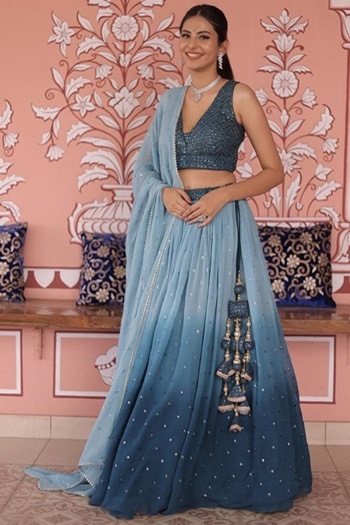 Lehenga in Shaded Blue