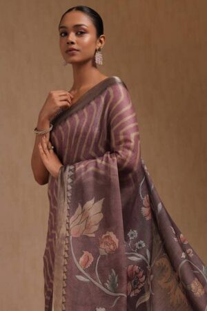 Purple Tissue Chevron Saree